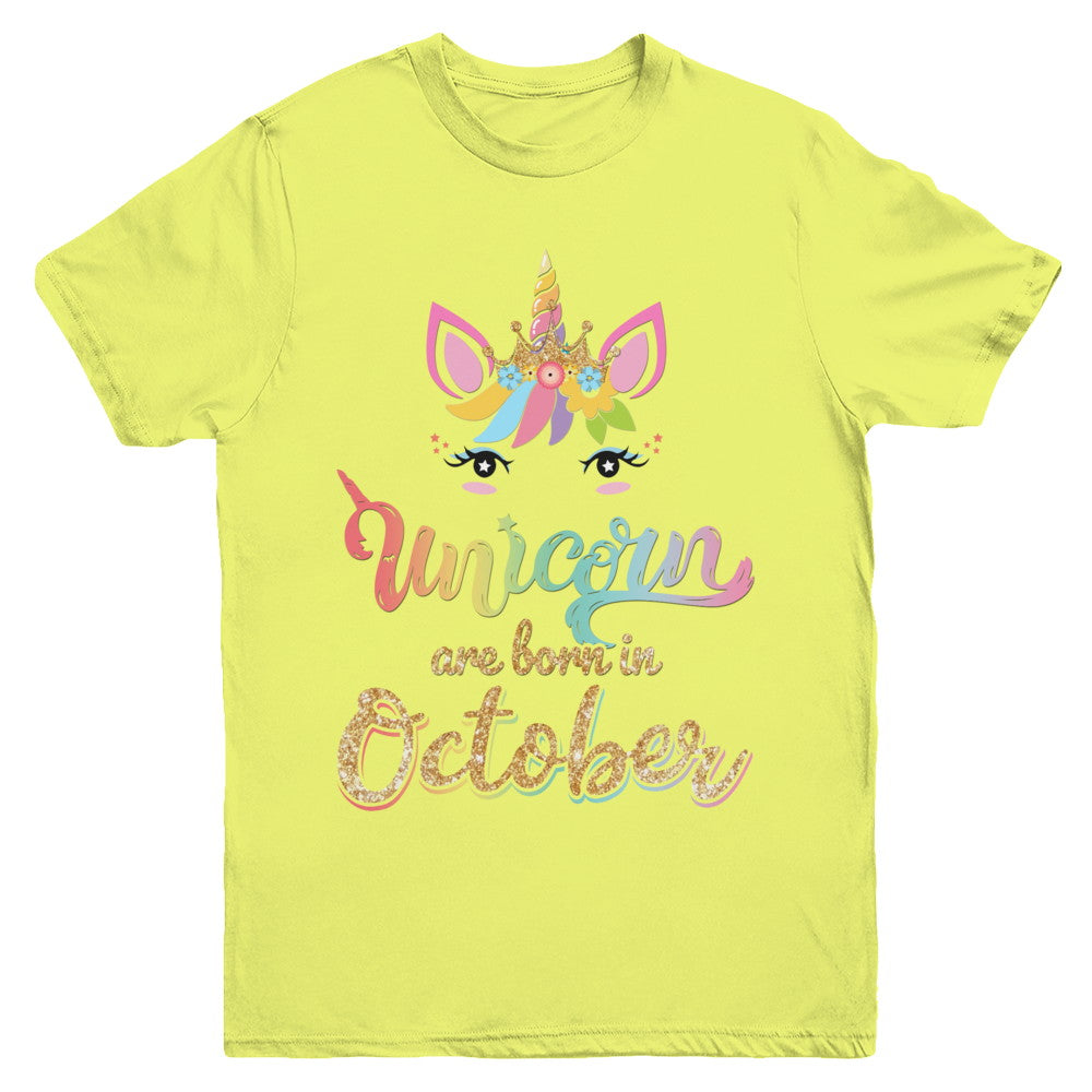 Cute Unicorns Are Born In October Birthday Gift Youth Youth Shirt | Teecentury.com