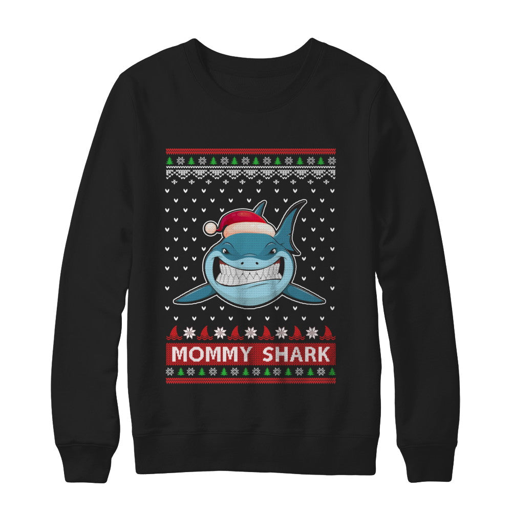 Santa Hat Mommy Shark Ugly Christmas Sweater T-Shirt & Sweatshirt | Teecentury.com