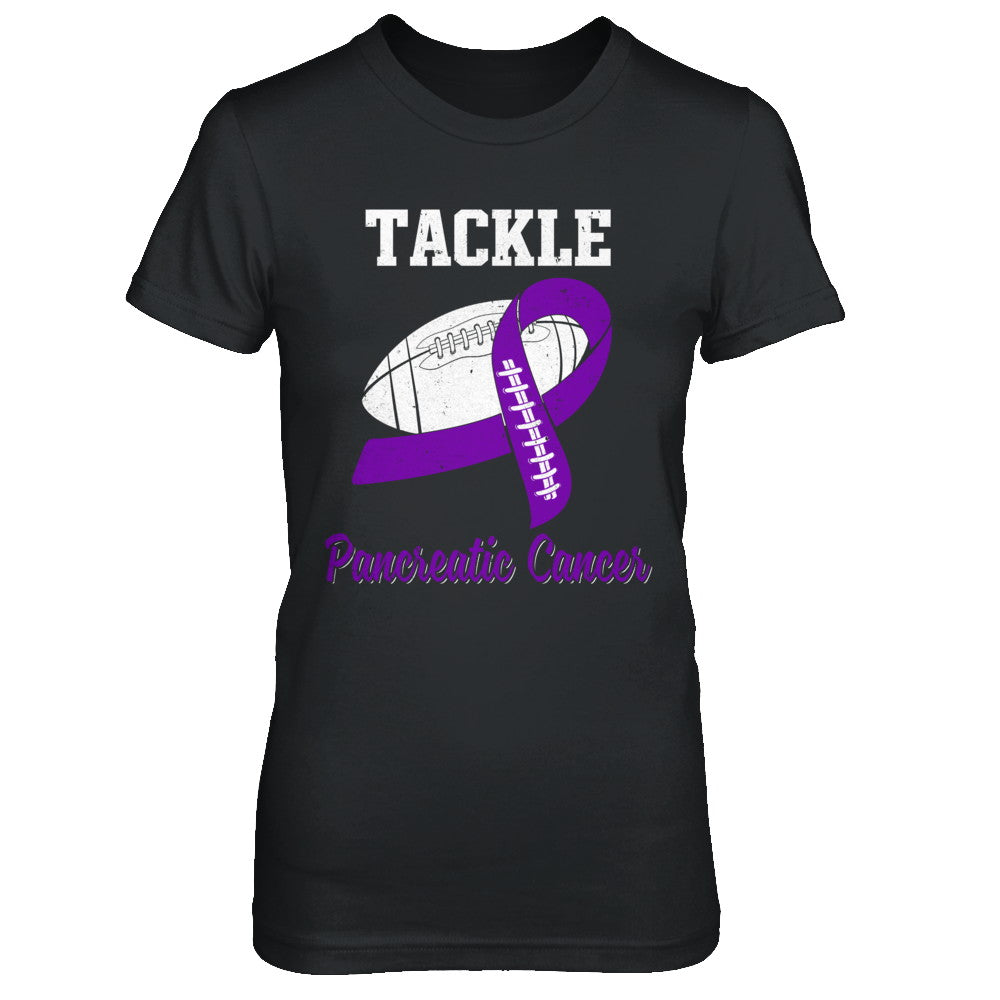 Football Survivor Tackle Purple Pancreatic Cancer Awareness T-Shirt & Hoodie | Teecentury.com