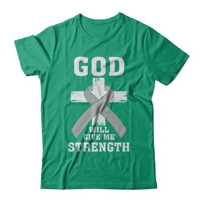 God Will Give Me Strength Grey Gray Cancer Ribbon Gift T-Shirt & Hoodie | Teecentury.com