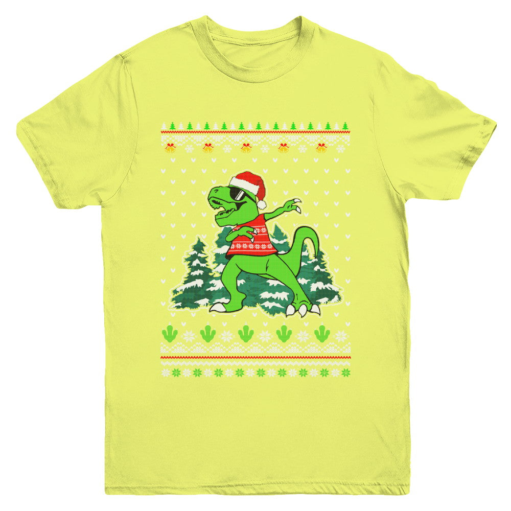 Funny Dab Dabbing Dinosaur Ugly Christmas Sweater Xmas Youth Youth Shirt | Teecentury.com