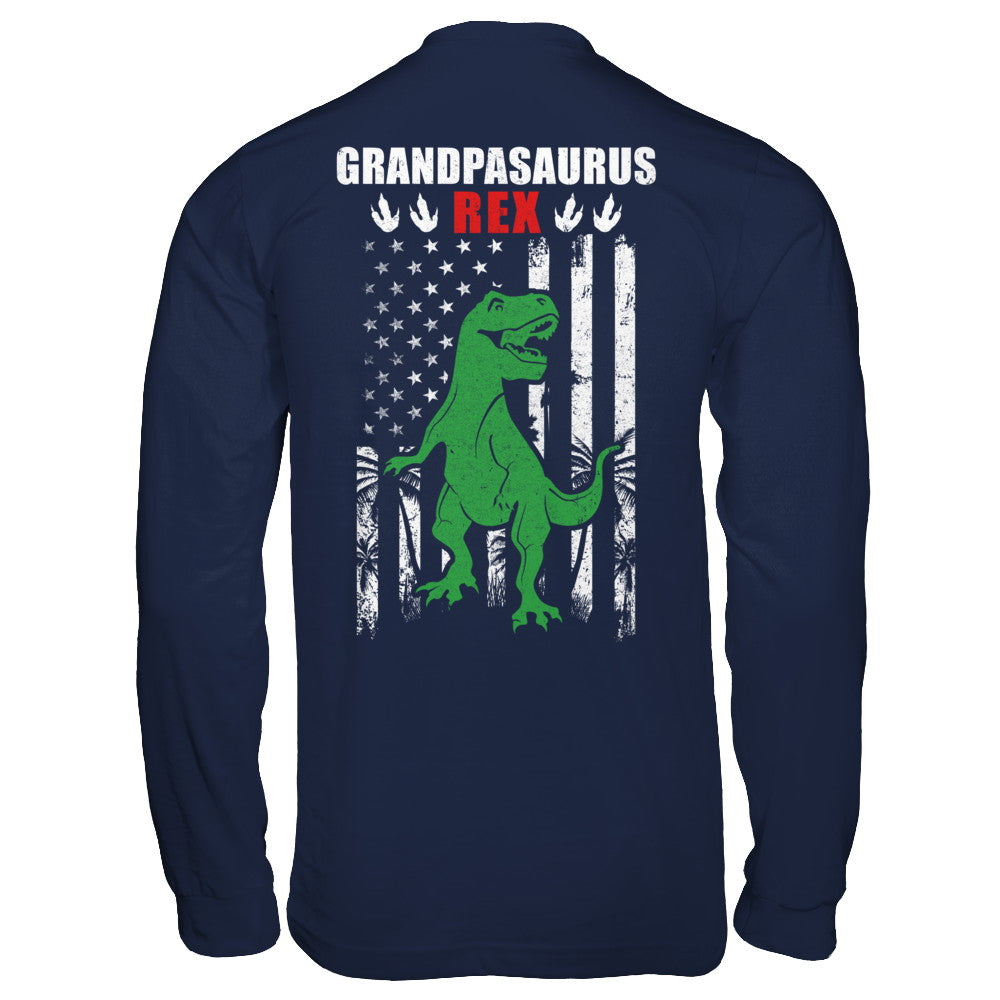 GranpaSaurus Grandpa Dinosaur Rex American Flag Fathers Day T-Shirt & Hoodie | Teecentury.com