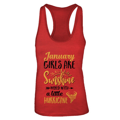 January Girls Sunshine Mixed With A Little Hurricane Birthday T-Shirt & Tank Top | Teecentury.com