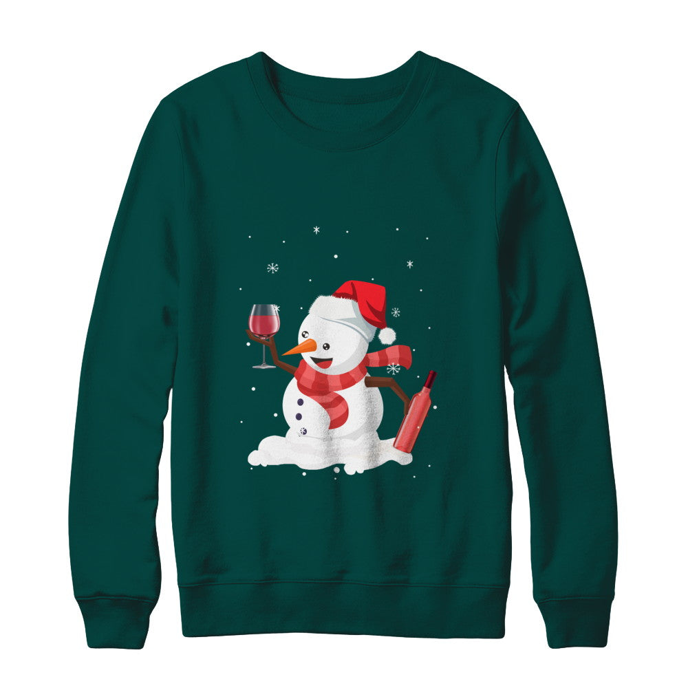 Snowman Wine Drinking Wine Lovers Christmas Gift T-Shirt & Sweatshirt | Teecentury.com