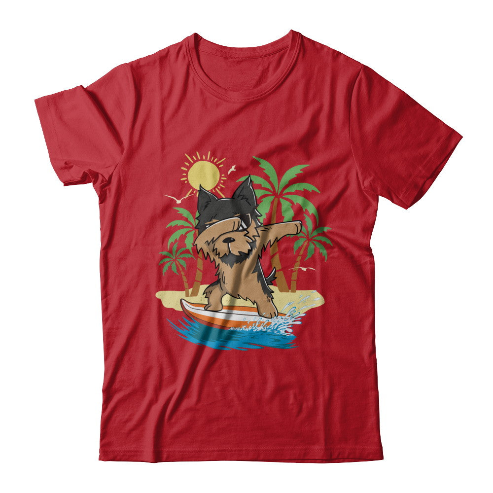 Summer Vacation Dabbing Yorkie Surfing Surfboard Gift T-Shirt & Hoodie | Teecentury.com
