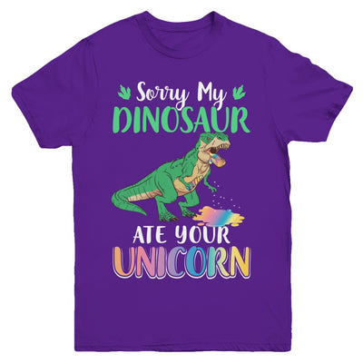 Sorry My Dinosaur Ate Your Unicorn T-Rex Youth Youth Shirt | Teecentury.com