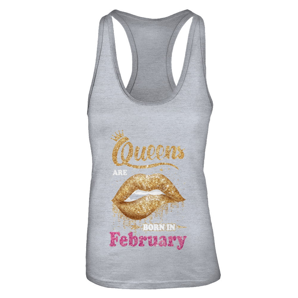 Lipstick Black Queens Are Born In February Birthday Gift T-Shirt & Tank Top | Teecentury.com