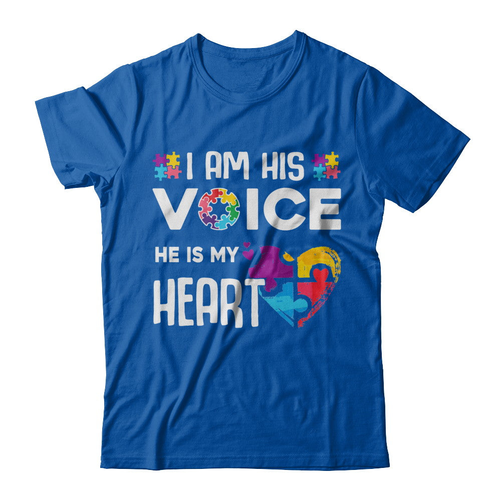 Autism Awareness I Am His Voice He Is My Heart Autism Mom T-Shirt & Hoodie | Teecentury.com