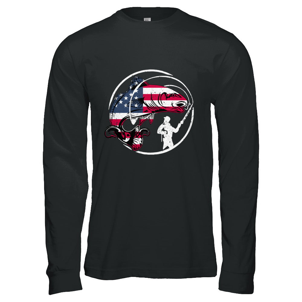 American Flag Fishing Vintage 4Th July Gifts T-Shirt & Hoodie | Teecentury.com