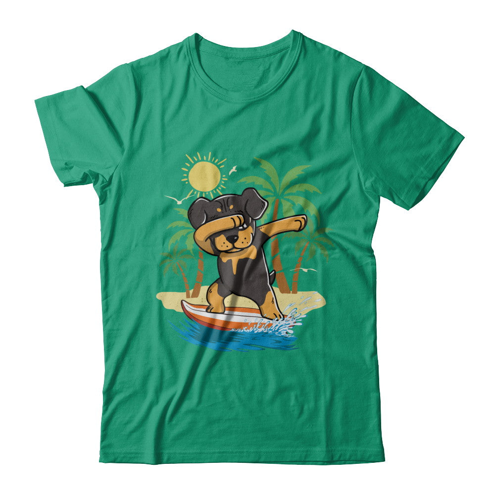 Summer Vacation Dabbing Rottweiler Surfing Surfboard Gift T-Shirt & Hoodie | Teecentury.com