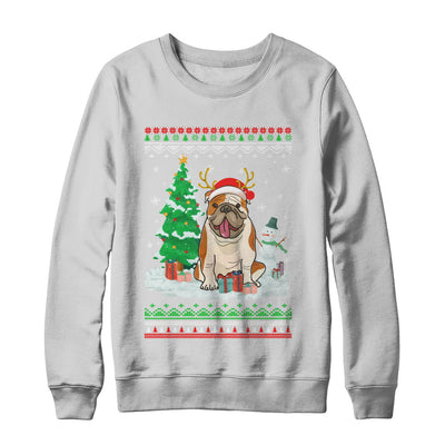 Cute Reindeer Bulldog Christmas Puppie Dog Sweater T-Shirt & Sweatshirt | Teecentury.com