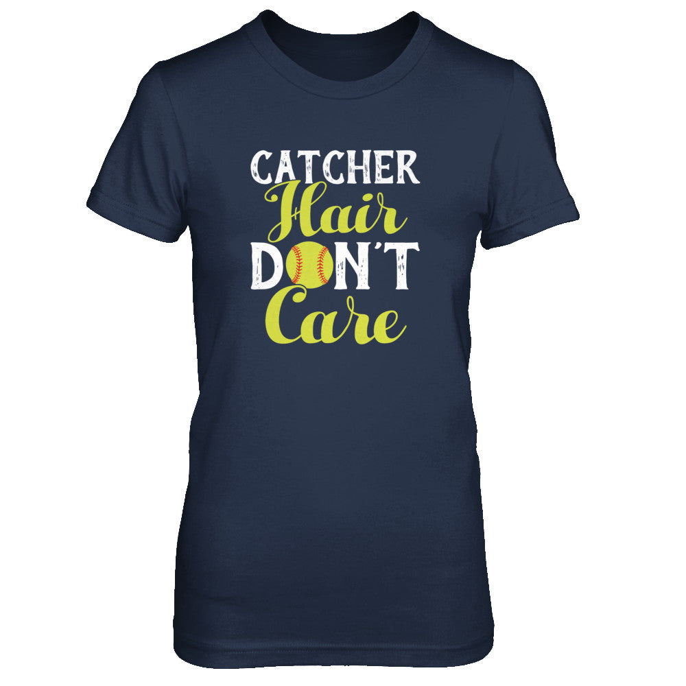 Catcher Hair Don't Care Softball T-Shirt & Tank Top | Teecentury.com