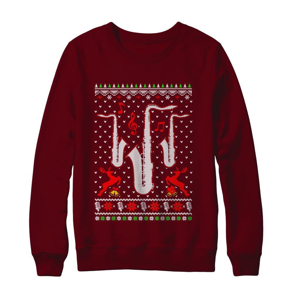 Santa Saxophone Ugly Christmas Sweater Gifts T-Shirt & Sweatshirt | Teecentury.com