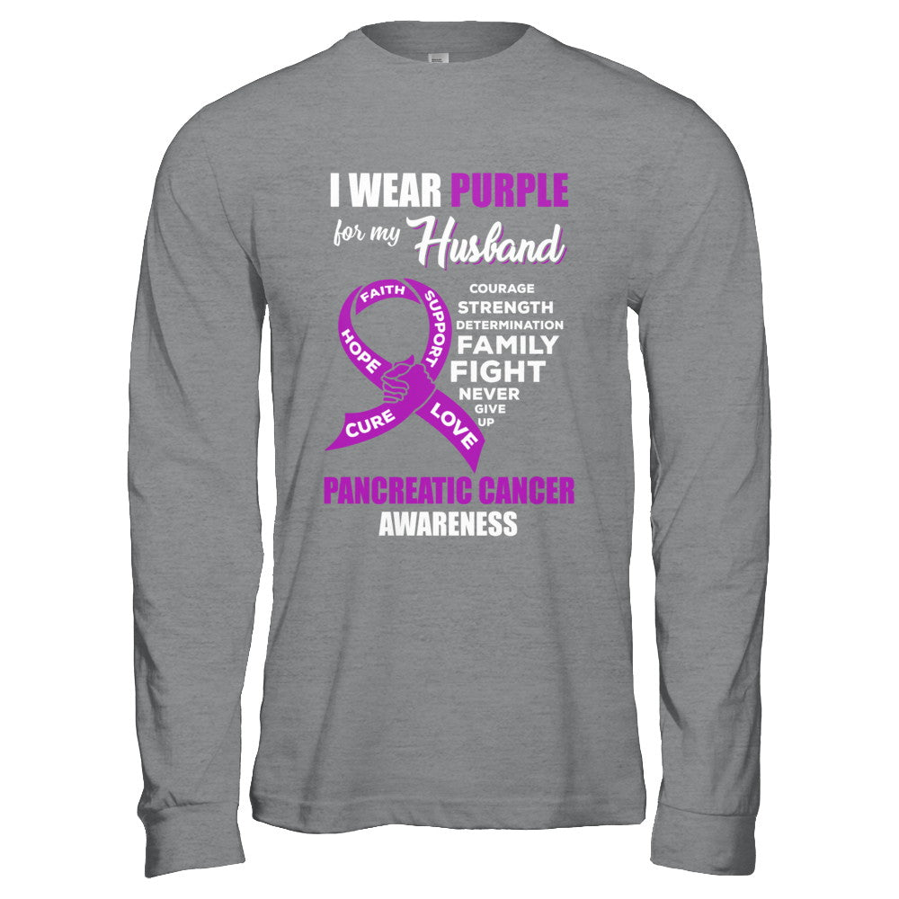 Pancreatic Cancer I Wear Purple For My Husband Wife T-Shirt & Hoodie | Teecentury.com