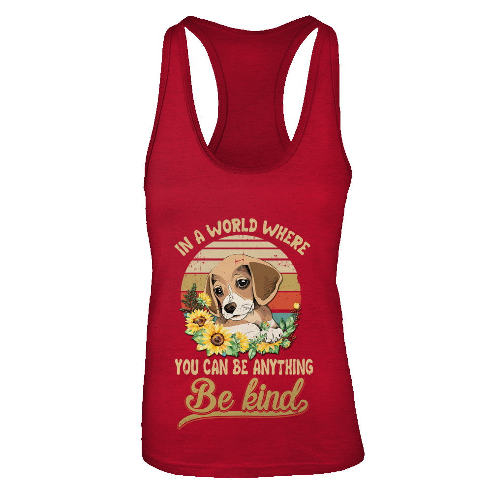 In A World Where You Can Be Anything Be Kind Beagle Sunflow T-Shirt & Tank Top | Teecentury.com