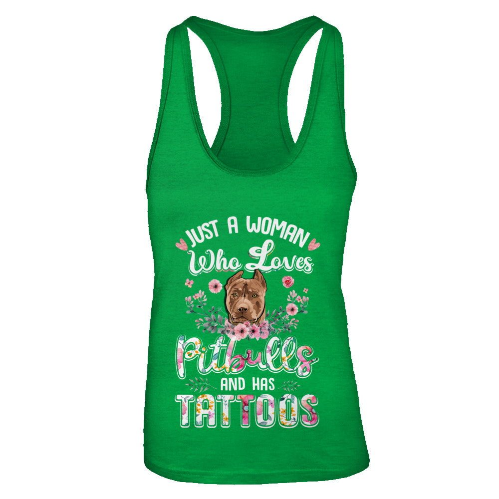 Just A Woman Who Loves Pitbulls And Has Tattoos T-Shirt & Tank Top | Teecentury.com