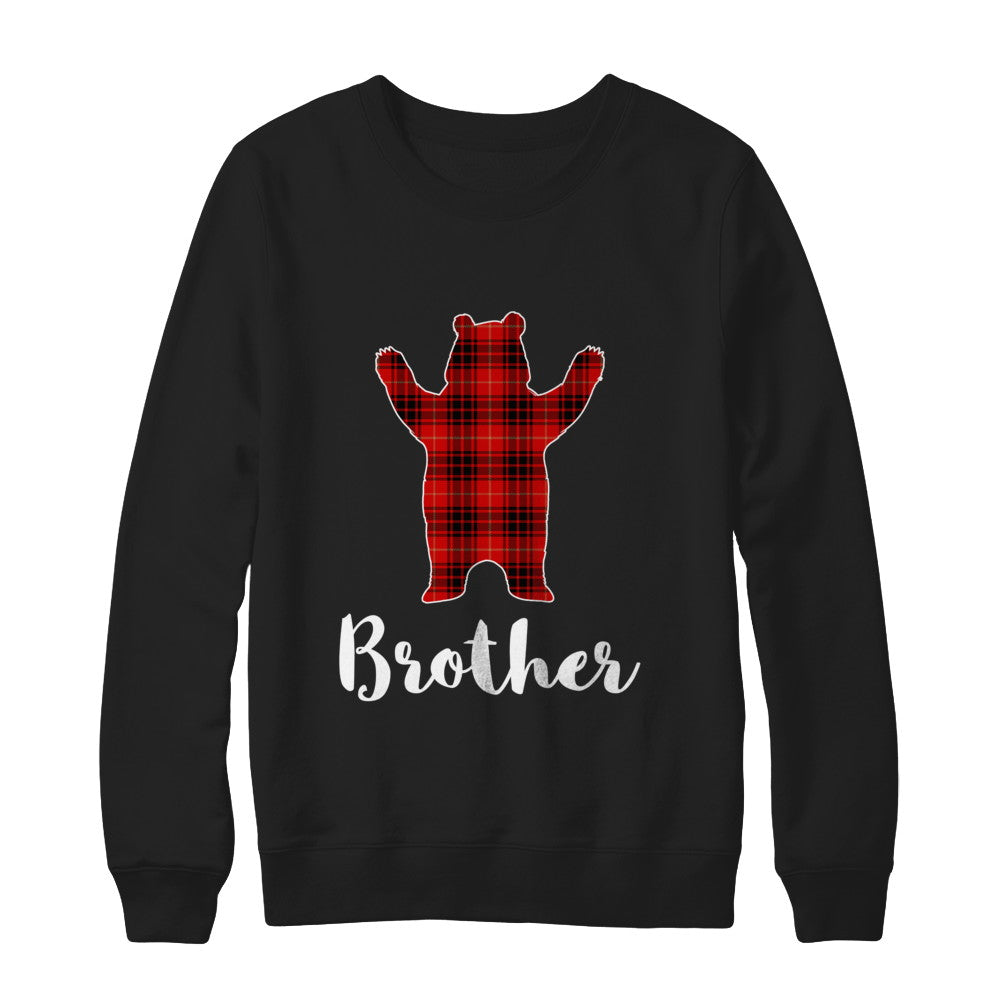 Red Brother Bear Buffalo Plaid Family Christmas Pajamas T-Shirt & Sweatshirt | Teecentury.com