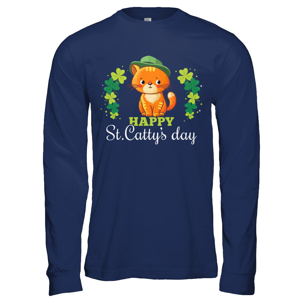 Happy St Catty's St. Patrick's Day Lucky Cat Gift T-Shirt & Hoodie | Teecentury.com