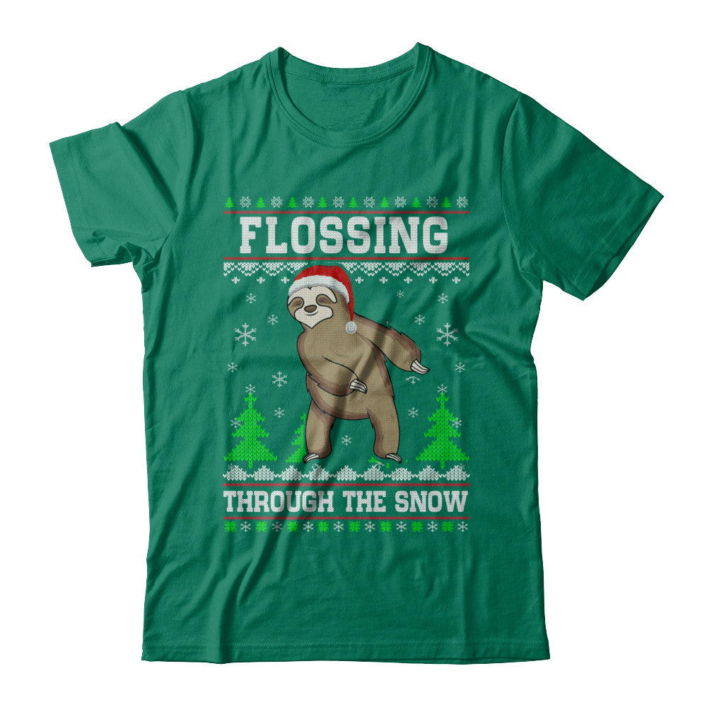 Funny Flossing Sloth Ugly Christmas Sweater Flossin' T-Shirt & Sweatshirt | Teecentury.com