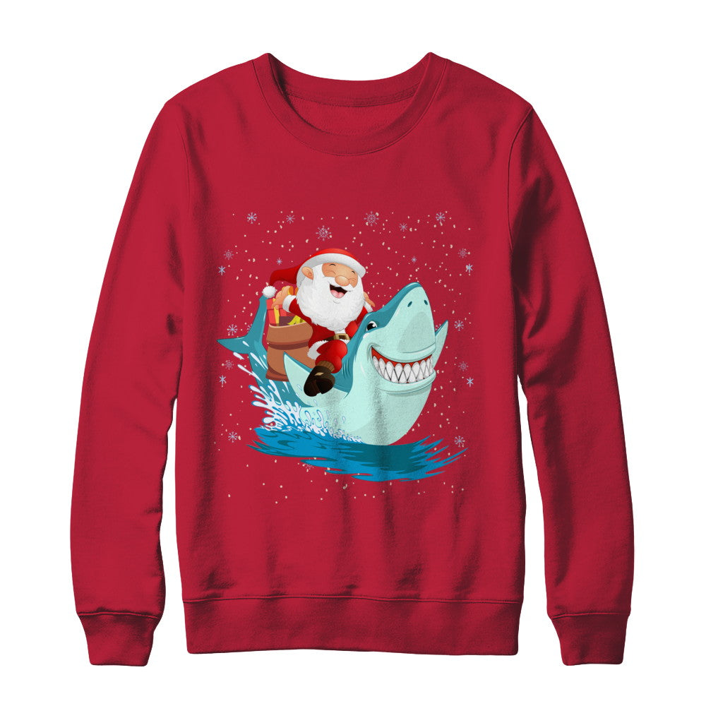 Santa Claus Riding Shark Christmas Xmas Gift T-Shirt & Sweatshirt | Teecentury.com