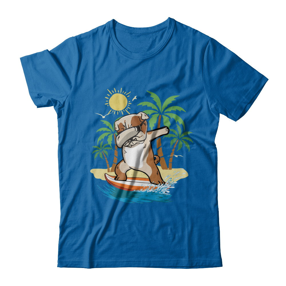Summer Vacation Dabbing Bulldog Surfing Surfboard Gift T-Shirt & Hoodie | Teecentury.com