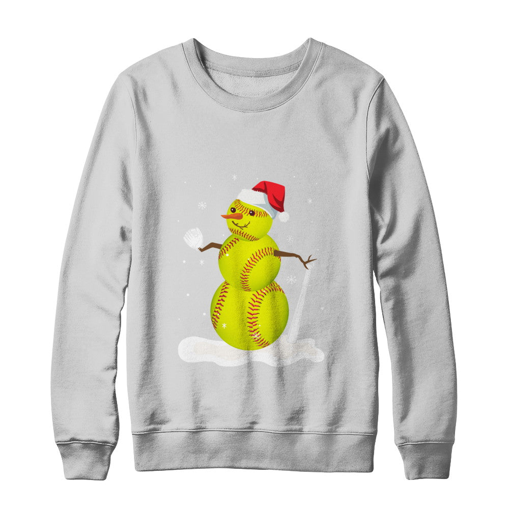 Christmas Softball Snowman Christmas T-Shirt & Sweatshirt | Teecentury.com