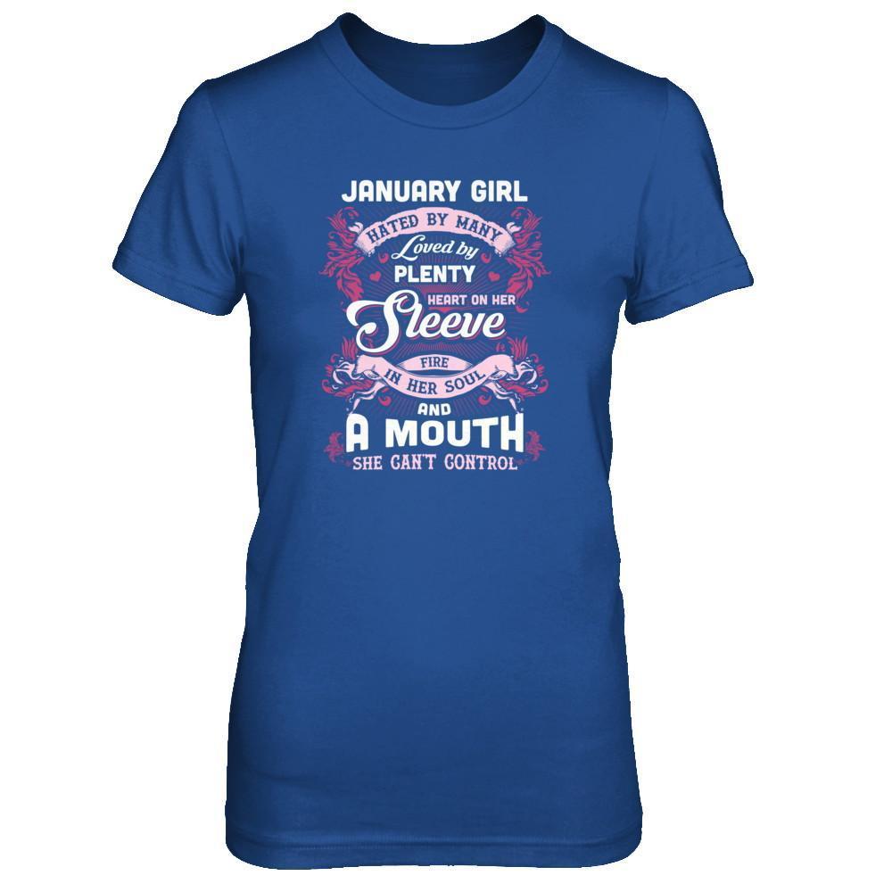 January Girl Hated By Many Loved By Plenty Heart On Her Sleeve T-Shirt & Tank Top | Teecentury.com