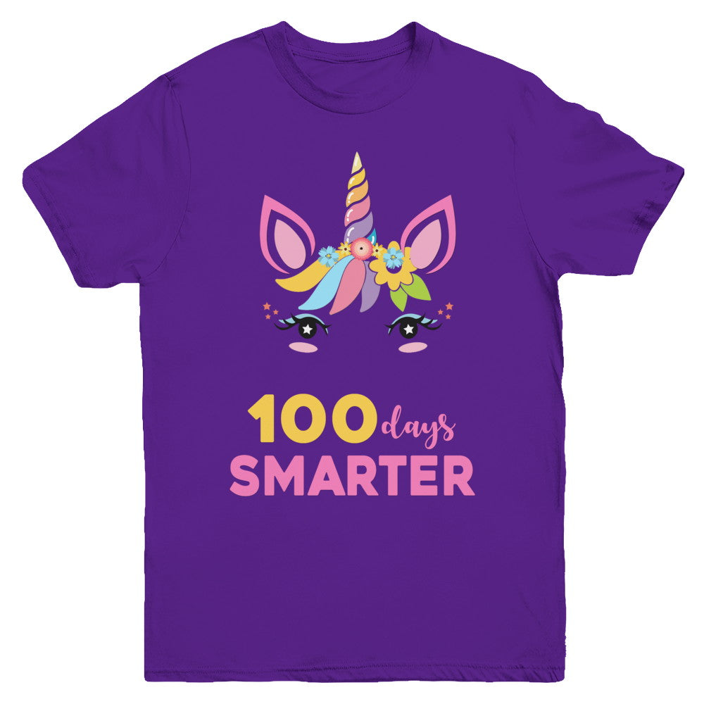 100 Days Smarter Of School Unicorn Girl Gifts Youth Youth Shirt | Teecentury.com