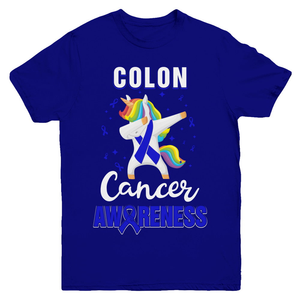 Inspirational Colon Cancer Awareness Unicorn Support Youth Youth Shirt | Teecentury.com