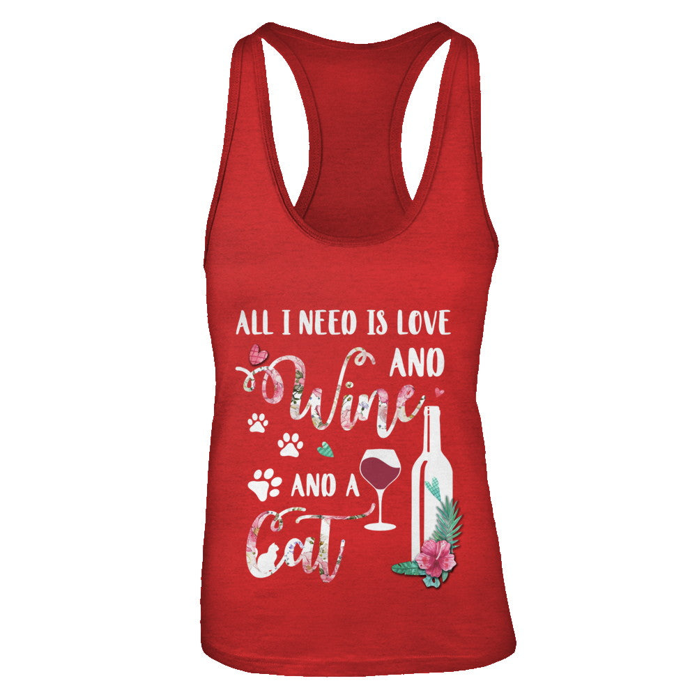 All I Need Is Love And Wine And A Cat T-Shirt & Tank Top | Teecentury.com