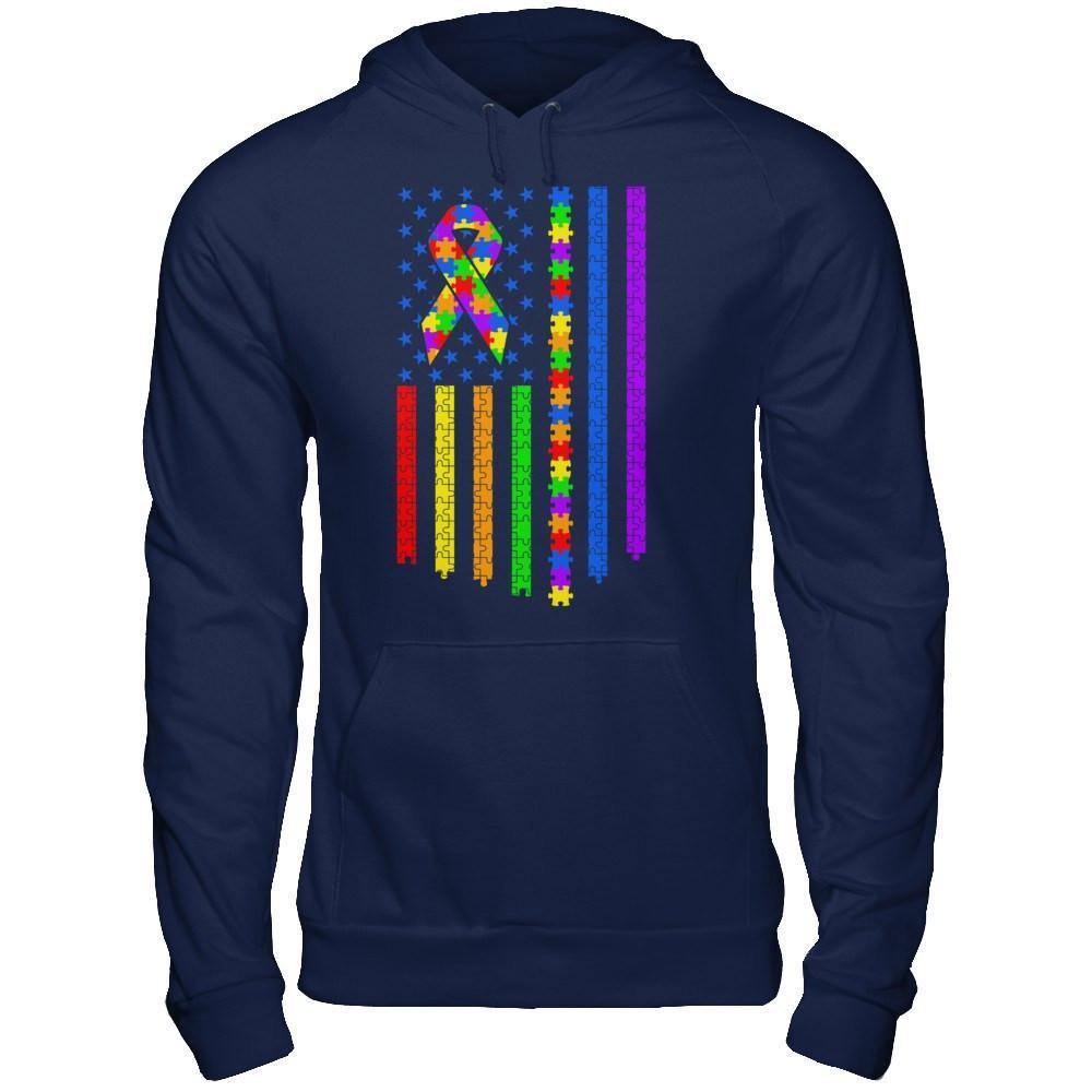 Autism Awarenes American Flag T-Shirt & Hoodie | Teecentury.com