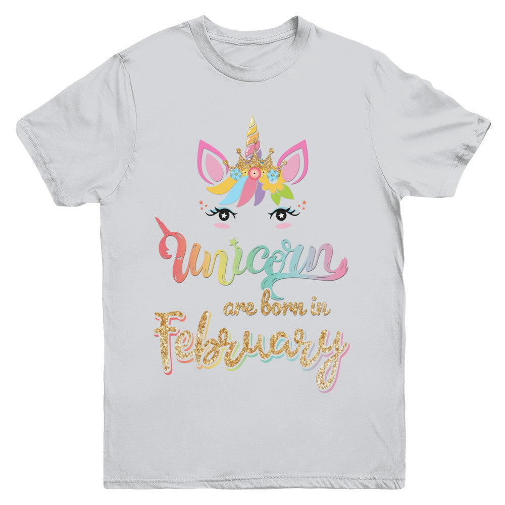 Cute Unicorns Are Born In February Birthday Gift Youth Youth Shirt | Teecentury.com