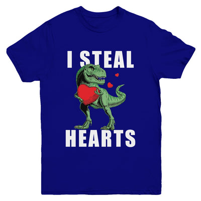 I Steal Hearts Funny Valentines Day Dinosaur T-Rex Boys Youth Youth Shirt | Teecentury.com