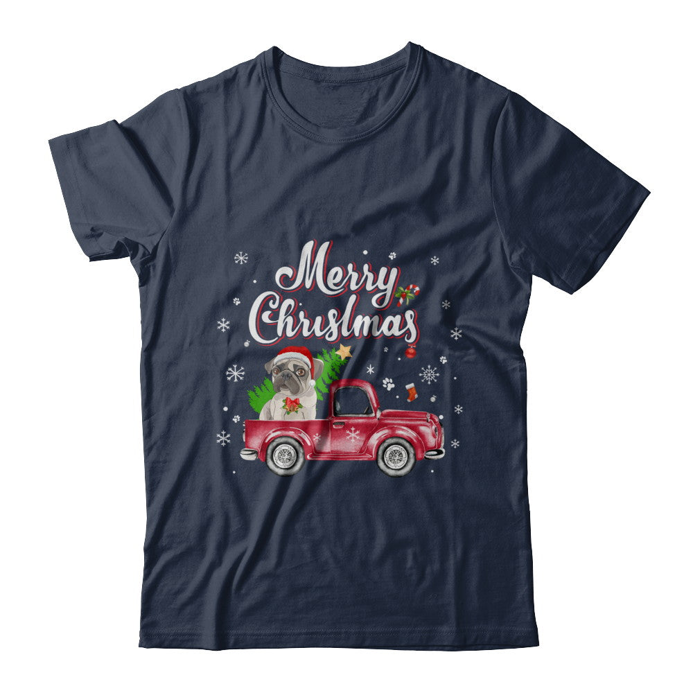Pug Rides Red Truck Christmas Pajama T-Shirt & Sweatshirt | Teecentury.com
