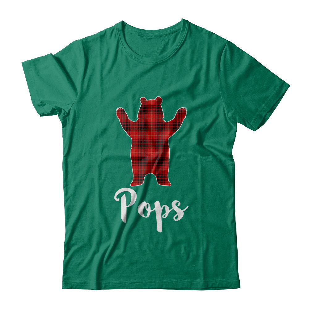 Red Pops Bear Buffalo Plaid Family Christmas Pajamas T-Shirt & Sweatshirt | Teecentury.com