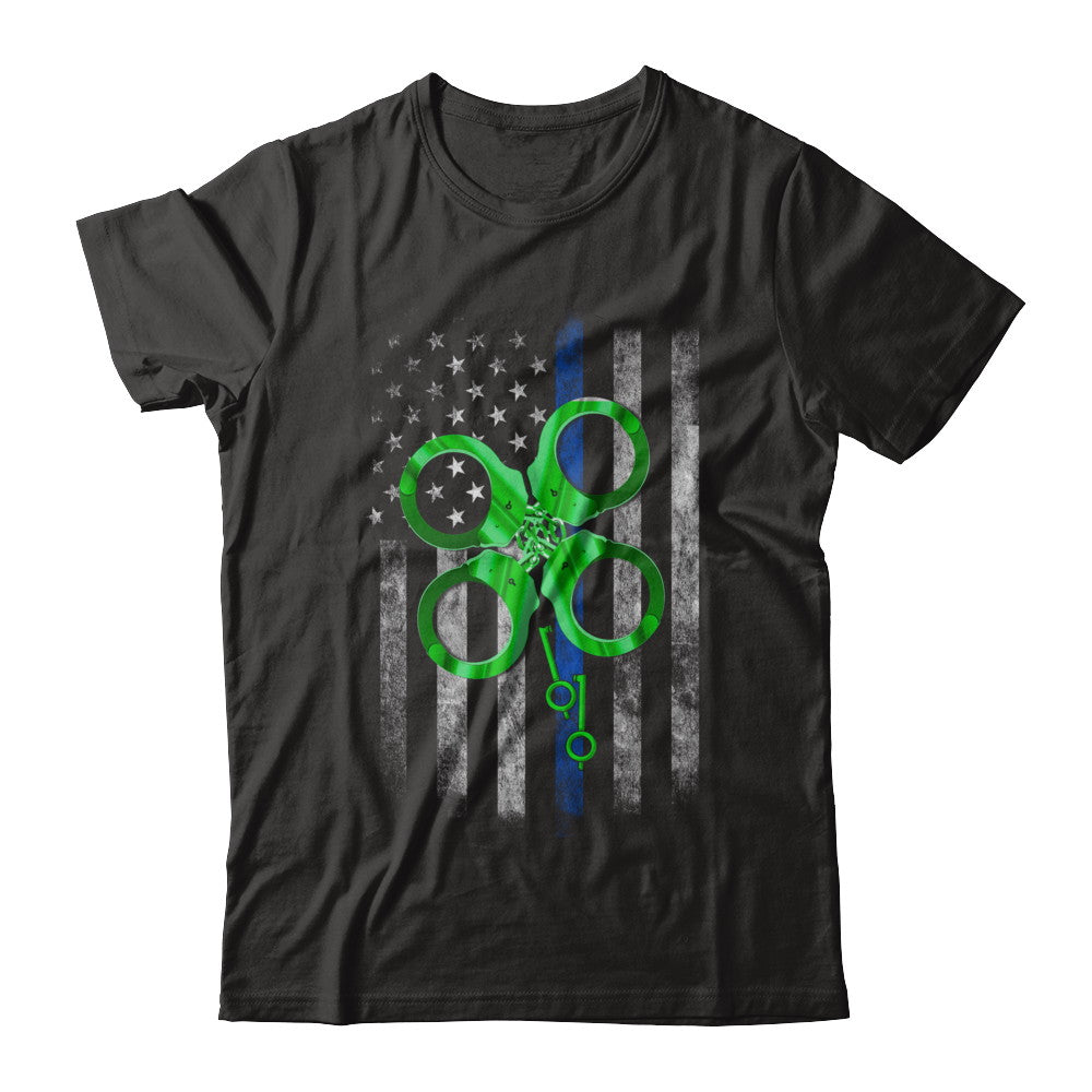 Thin Blue Line Police St Patrick's Day Clover T-Shirt & Hoodie | Teecentury.com