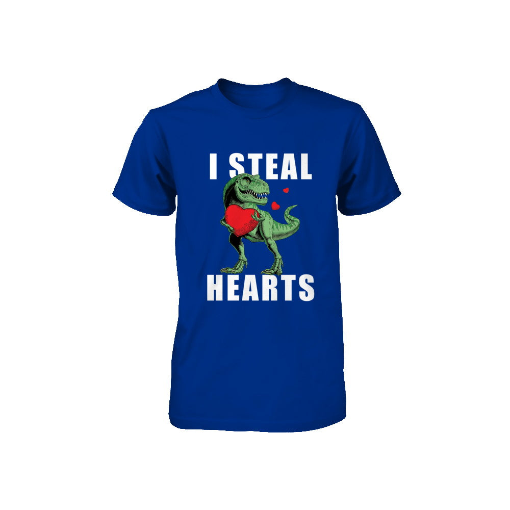 I Steal Hearts Funny Valentines Day Dinosaur T-Rex Boys Youth Youth Shirt | Teecentury.com