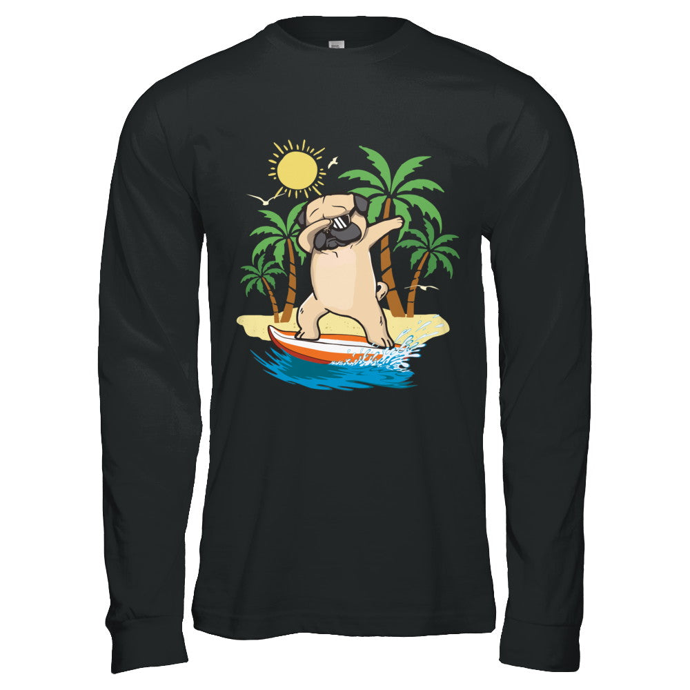 Summer Vacation Dabbing Pug Surfing Surfboard Gift T-Shirt & Hoodie | Teecentury.com