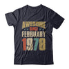 Vintage Retro Awesome Since February 1978 44th Birthday T-Shirt & Hoodie | Teecentury.com