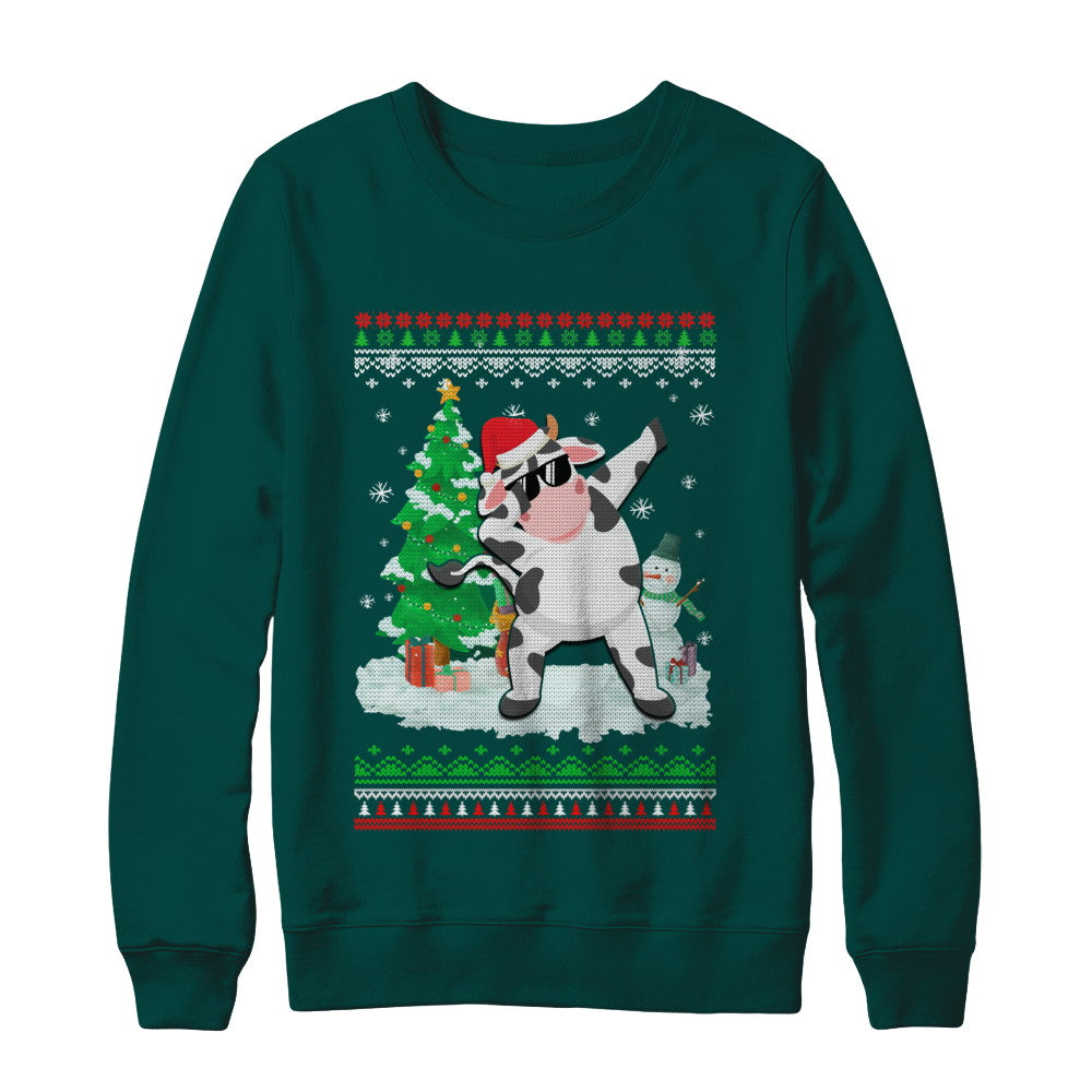 Santa Hat Cow Dabbing Christmas Ugly Sweater T-Shirt & Sweatshirt | Teecentury.com