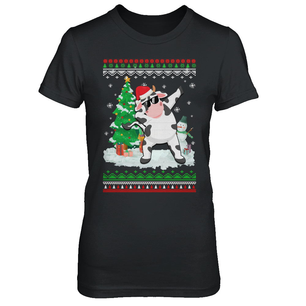 Santa Hat Cow Dabbing Christmas Ugly Sweater T-Shirt & Sweatshirt | Teecentury.com