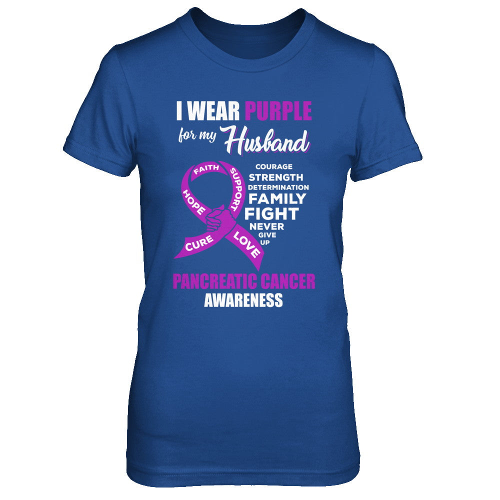 Pancreatic Cancer I Wear Purple For My Husband Wife T-Shirt & Hoodie | Teecentury.com