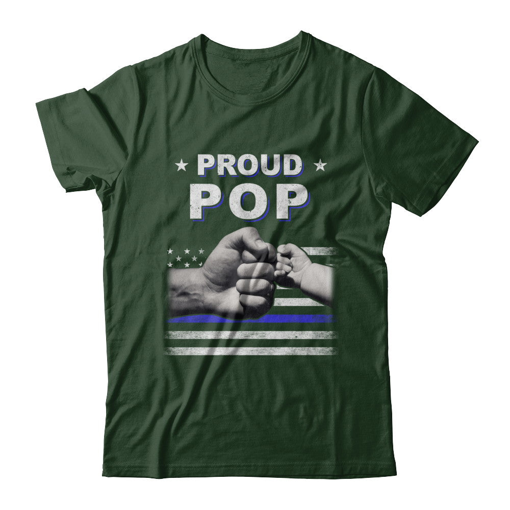 Proud Pop Police Thin Blue Line Flag Fathers Day T-Shirt & Hoodie | Teecentury.com