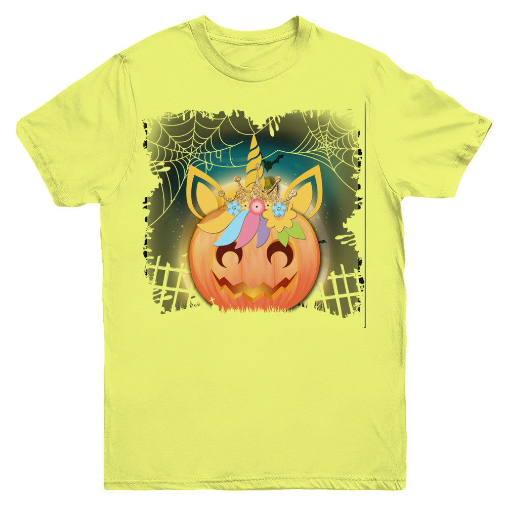 Kids Girls Unicorn Pumpkin Queen Halloween Youth Youth Shirt | Teecentury.com