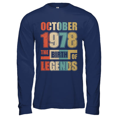 Vintage Retro October 1978 Birth Of Legends 44th Birthday T-Shirt & Hoodie | Teecentury.com