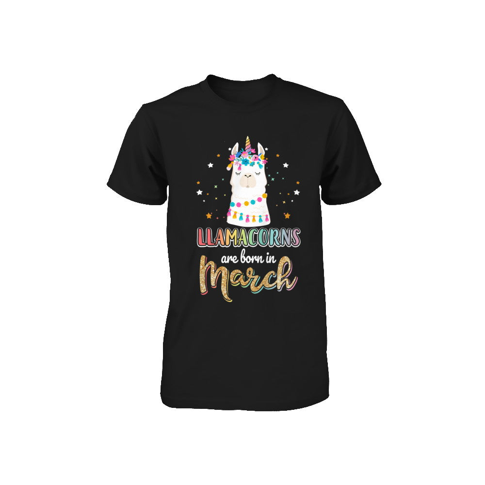 Llama Unicorn Llamacorns Born In March Birthday Gift Youth Youth Shirt | Teecentury.com