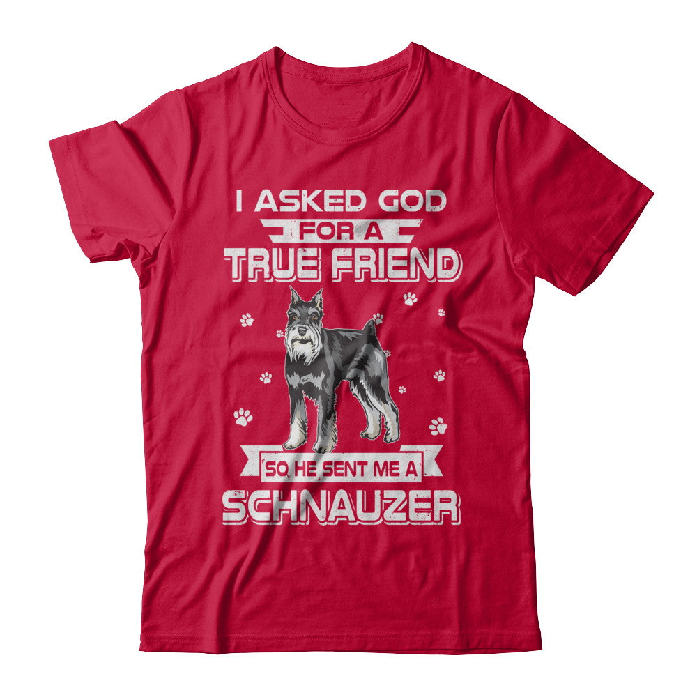 I Asked God For A True Friend So Sent Me Schnauzer Dog T-Shirt & Hoodie | Teecentury.com