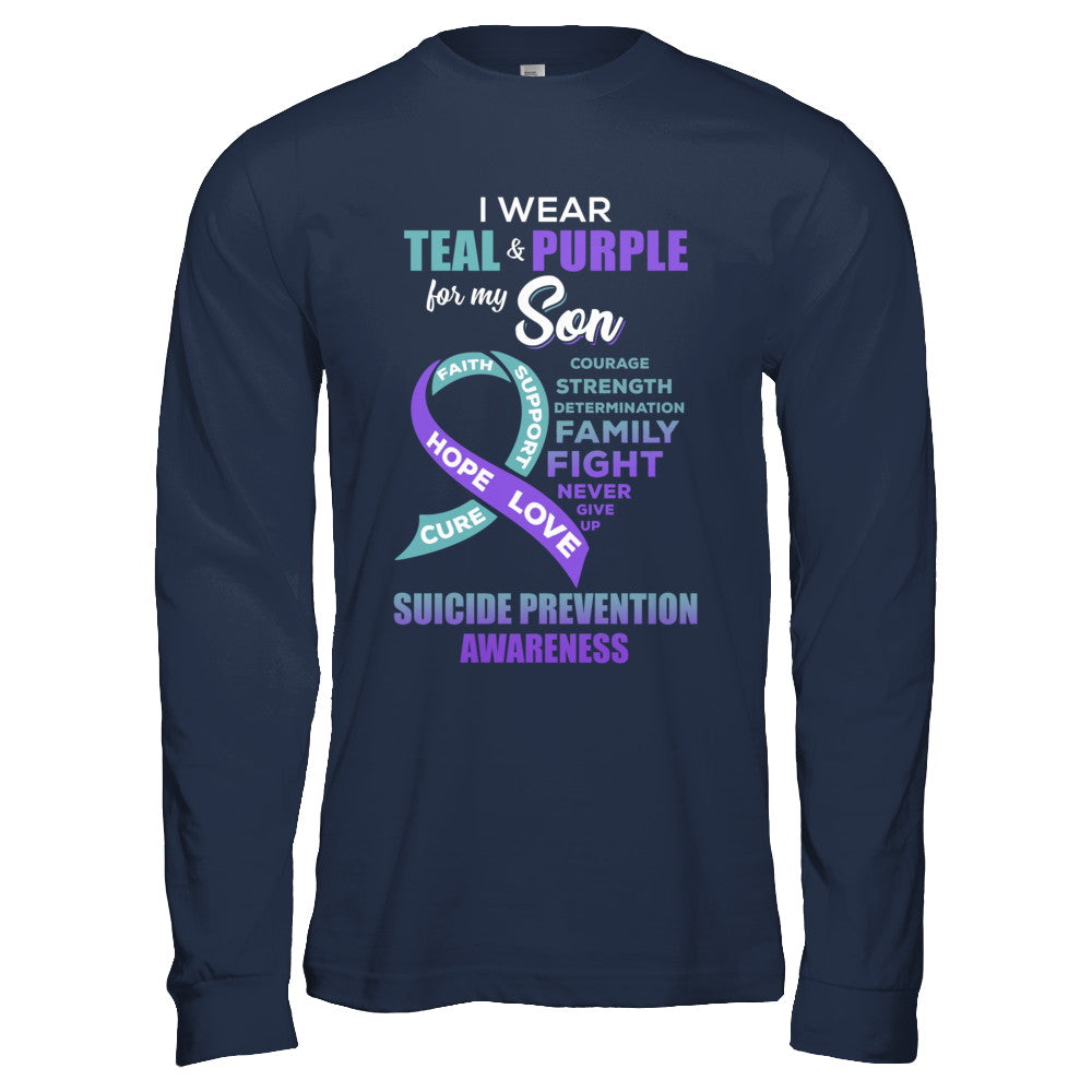 Suicide Prevention Awareness I Wear Teal Purple For My Son T-Shirt & Hoodie | Teecentury.com