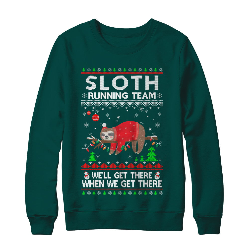 Funny Sloth Running Team Ugly Christmas Sweater Gift T-Shirt & Sweatshirt | Teecentury.com
