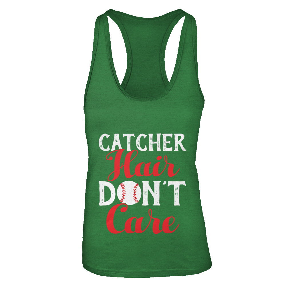 Catcher Hair Don't Care Baseball T-Shirt & Tank Top | Teecentury.com